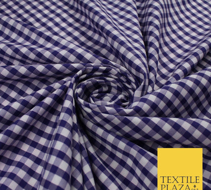 15 COLOURS - Medium 1/4" Gingham Square Check Polycotton Fabric Dress Craft 44"