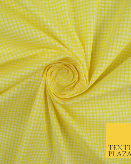 15 COLOURS - Small 1/8" Mini Gingham Square Check Polycotton Fabric Dress Craft