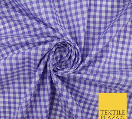 15 COLOURS - Medium 1/4" Gingham Square Check Polycotton Fabric Dress Craft 44"