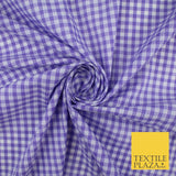 15 COLOURS - Medium 1/4" Gingham Square Check Polycotton Fabric Dress Craft 44"