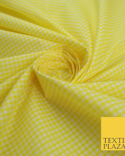 15 COLOURS - Small 1/8" Mini Gingham Square Check Polycotton Fabric Dress Craft