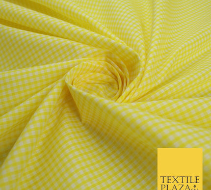 15 COLOURS - Small 1/8" Mini Gingham Square Check Polycotton Fabric Dress Craft