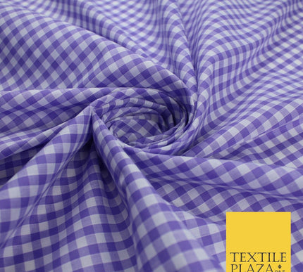 15 COLOURS - Medium 1/4" Gingham Square Check Polycotton Fabric Dress Craft 44"