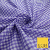 15 COLOURS - Medium 1/4" Gingham Square Check Polycotton Fabric Dress Craft 44"