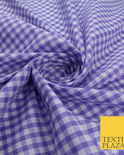 15 COLOURS - Medium 1/4" Gingham Square Check Polycotton Fabric Dress Craft 44"