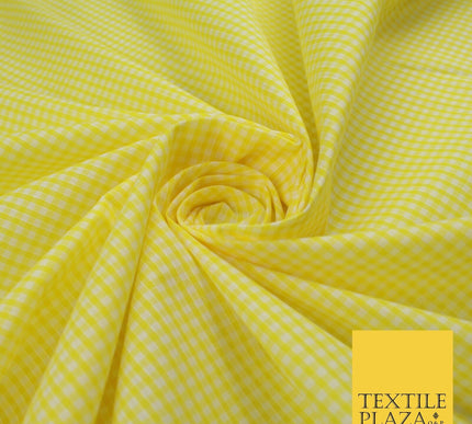 15 COLOURS - Small 1/8" Mini Gingham Square Check Polycotton Fabric Dress Craft