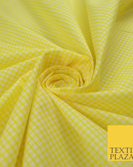 15 COLOURS - Small 1/8" Mini Gingham Square Check Polycotton Fabric Dress Craft
