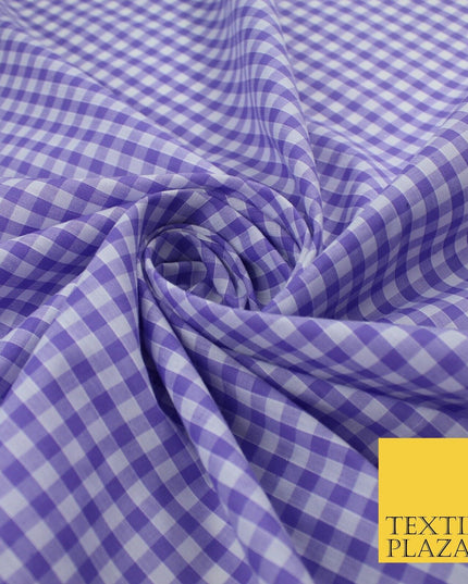 15 COLOURS - Medium 1/4" Gingham Square Check Polycotton Fabric Dress Craft 44"