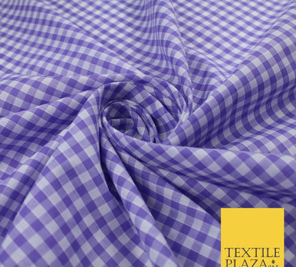 15 COLOURS - Medium 1/4" Gingham Square Check Polycotton Fabric Dress Craft 44"
