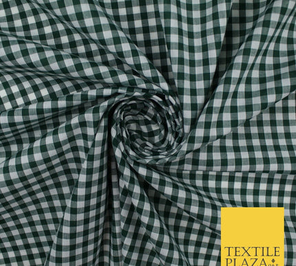 15 COLOURS - Medium 1/4" Gingham Square Check Polycotton Fabric Dress Craft 44"