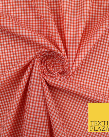 15 COLOURS - Small 1/8" Mini Gingham Square Check Polycotton Fabric Dress Craft