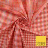 15 COLOURS - Small 1/8" Mini Gingham Square Check Polycotton Fabric Dress Craft