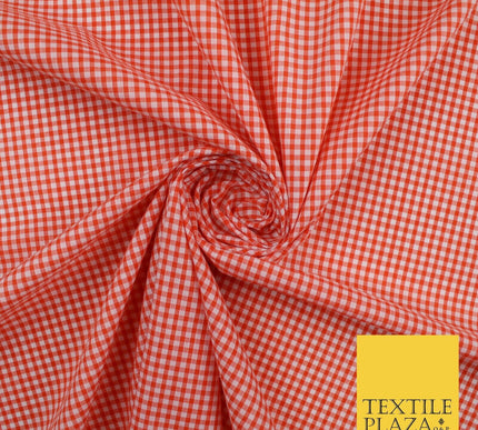 15 COLOURS - Small 1/8" Mini Gingham Square Check Polycotton Fabric Dress Craft
