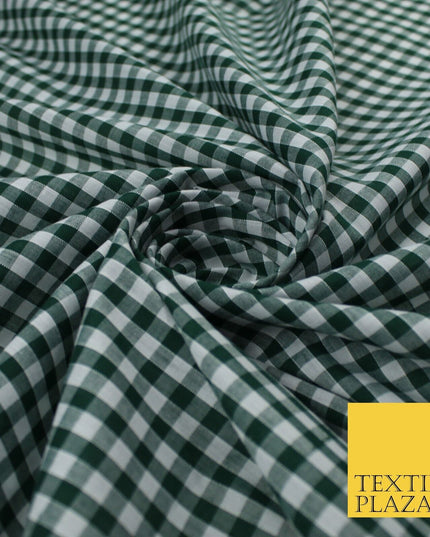 15 COLOURS - Medium 1/4" Gingham Square Check Polycotton Fabric Dress Craft 44"