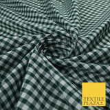 15 COLOURS - Medium 1/4" Gingham Square Check Polycotton Fabric Dress Craft 44"