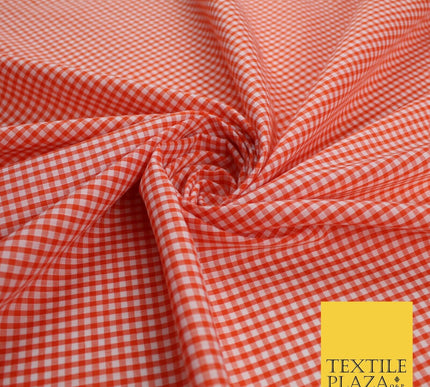 15 COLOURS - Small 1/8" Mini Gingham Square Check Polycotton Fabric Dress Craft