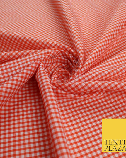 15 COLOURS - Small 1/8" Mini Gingham Square Check Polycotton Fabric Dress Craft