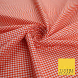 15 COLOURS - Small 1/8" Mini Gingham Square Check Polycotton Fabric Dress Craft