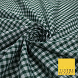 15 COLOURS - Medium 1/4" Gingham Square Check Polycotton Fabric Dress Craft 44"