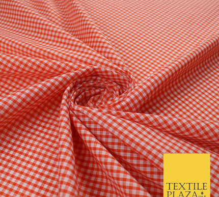 15 COLOURS - Small 1/8" Mini Gingham Square Check Polycotton Fabric Dress Craft