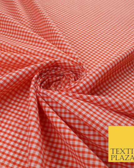 15 COLOURS - Small 1/8" Mini Gingham Square Check Polycotton Fabric Dress Craft