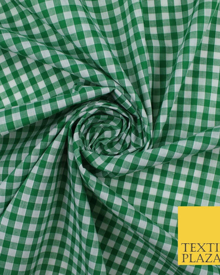 15 COLOURS - Medium 1/4" Gingham Square Check Polycotton Fabric Dress Craft 44"