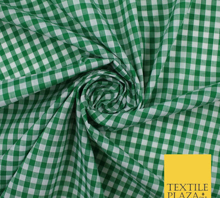 15 COLOURS - Medium 1/4" Gingham Square Check Polycotton Fabric Dress Craft 44"
