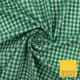 15 COLOURS - Medium 1/4" Gingham Square Check Polycotton Fabric Dress Craft 44"