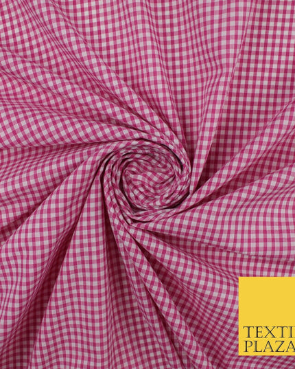 15 COLOURS - Small 1/8" Mini Gingham Square Check Polycotton Fabric Dress Craft