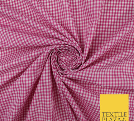 15 COLOURS - Small 1/8" Mini Gingham Square Check Polycotton Fabric Dress Craft