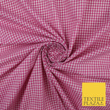 15 COLOURS - Small 1/8" Mini Gingham Square Check Polycotton Fabric Dress Craft
