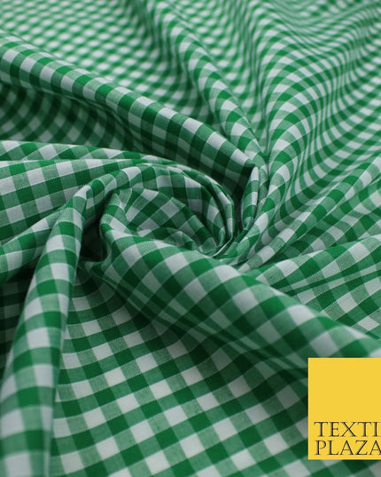 15 COLOURS - Medium 1/4" Gingham Square Check Polycotton Fabric Dress Craft 44"