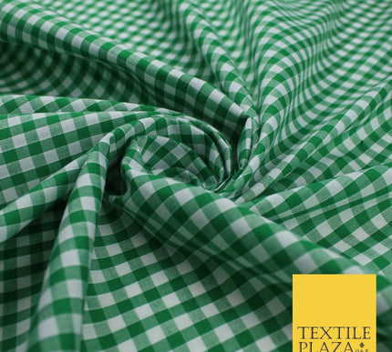 15 COLOURS - Medium 1/4" Gingham Square Check Polycotton Fabric Dress Craft 44"
