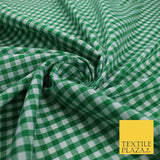 15 COLOURS - Medium 1/4" Gingham Square Check Polycotton Fabric Dress Craft 44"