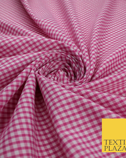 15 COLOURS - Small 1/8" Mini Gingham Square Check Polycotton Fabric Dress Craft