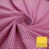 15 COLOURS - Small 1/8" Mini Gingham Square Check Polycotton Fabric Dress Craft
