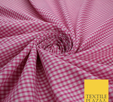 15 COLOURS - Small 1/8" Mini Gingham Square Check Polycotton Fabric Dress Craft