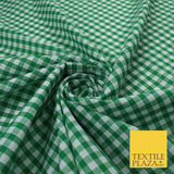 15 COLOURS - Medium 1/4" Gingham Square Check Polycotton Fabric Dress Craft 44"