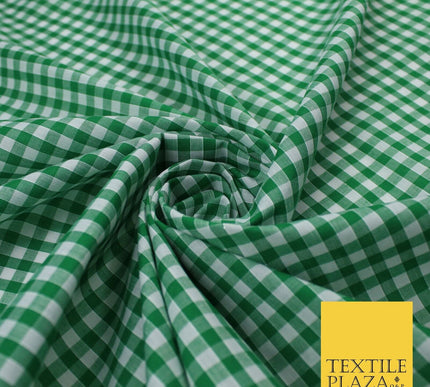 15 COLOURS - Medium 1/4" Gingham Square Check Polycotton Fabric Dress Craft 44"
