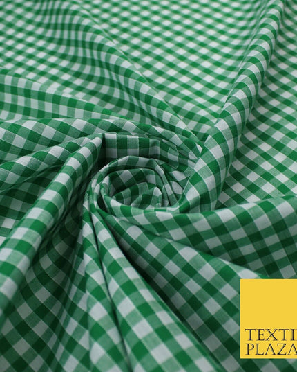 15 COLOURS - Medium 1/4" Gingham Square Check Polycotton Fabric Dress Craft 44"