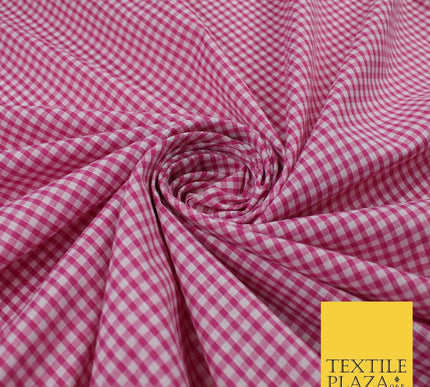 15 COLOURS - Small 1/8" Mini Gingham Square Check Polycotton Fabric Dress Craft