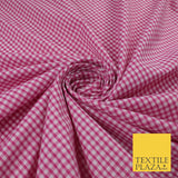 15 COLOURS - Small 1/8" Mini Gingham Square Check Polycotton Fabric Dress Craft