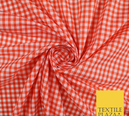 15 COLOURS - Medium 1/4" Gingham Square Check Polycotton Fabric Dress Craft 44"