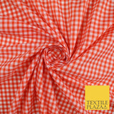 15 COLOURS - Medium 1/4" Gingham Square Check Polycotton Fabric Dress Craft 44"