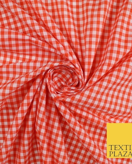 15 COLOURS - Medium 1/4" Gingham Square Check Polycotton Fabric Dress Craft 44"