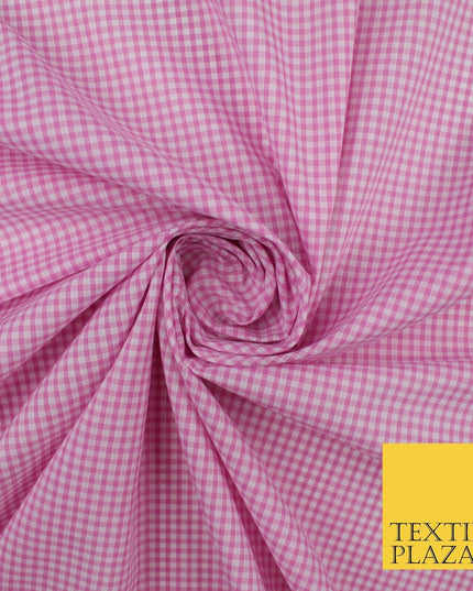 15 COLOURS - Small 1/8" Mini Gingham Square Check Polycotton Fabric Dress Craft