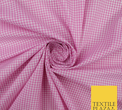 15 COLOURS - Small 1/8" Mini Gingham Square Check Polycotton Fabric Dress Craft