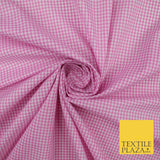 15 COLOURS - Small 1/8" Mini Gingham Square Check Polycotton Fabric Dress Craft