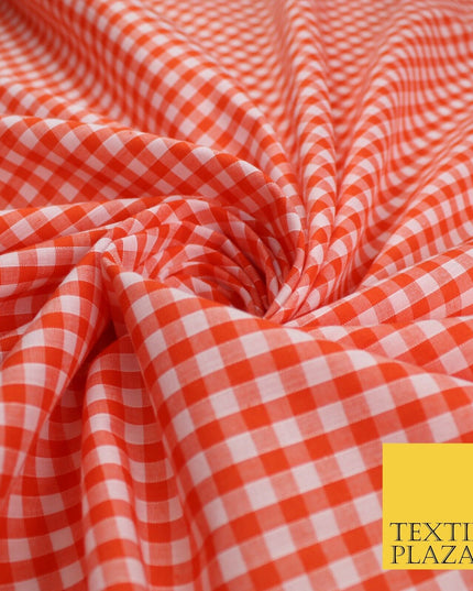 15 COLOURS - Medium 1/4" Gingham Square Check Polycotton Fabric Dress Craft 44"