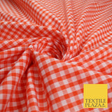 15 COLOURS - Medium 1/4" Gingham Square Check Polycotton Fabric Dress Craft 44"